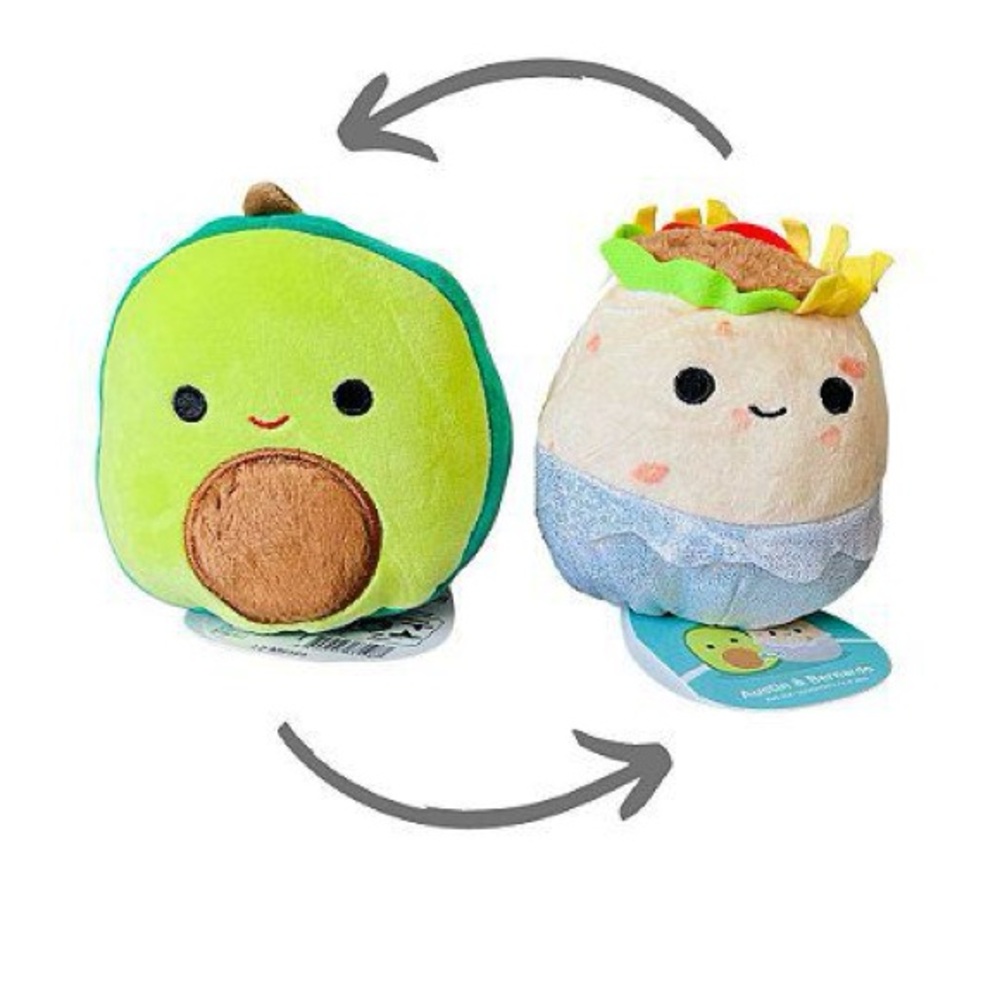 Squishmallow 5" Flip-A-Mallow Austin the Avocado & Bernardo the Burrito NWT